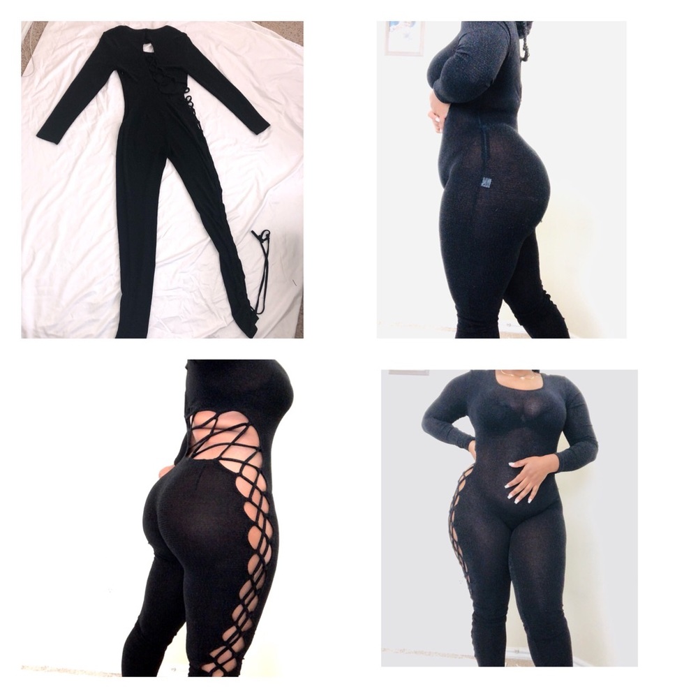 SEXY BLACK CRISS CROSS JUMPSUIT